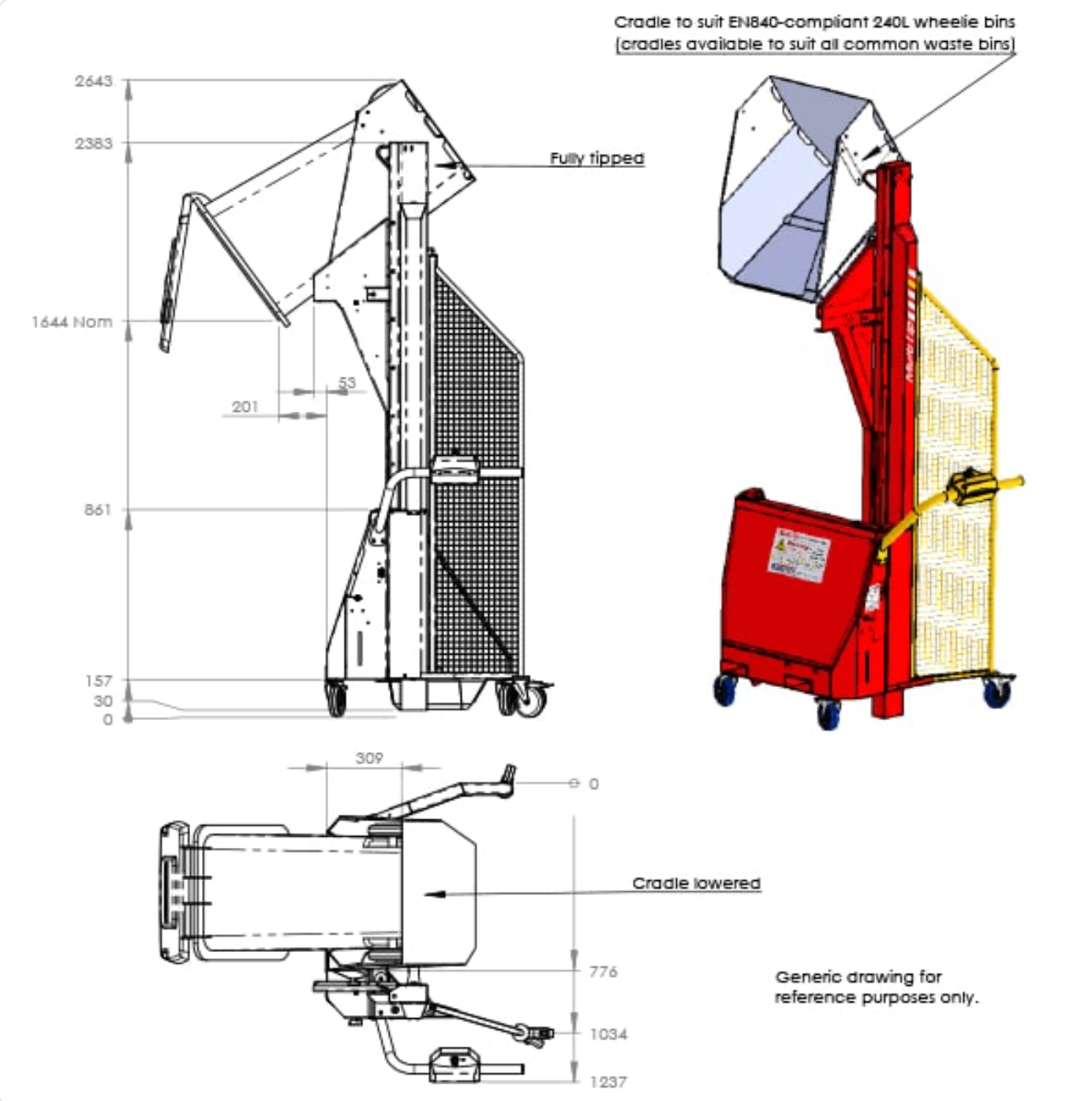 Simpro Multi-Lift Bin Lifter 1.6m Fully Automatic