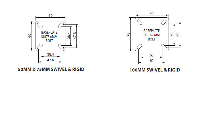50mm (1.96") Swivel Nylon Wheel 30kg Capacity Castor with Brake (PC-S2708B)