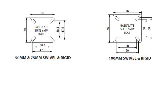 100mm (3.93") Swivel Nylon Wheel 70kg Capacity Castor with Brake (PC-S4716B)
