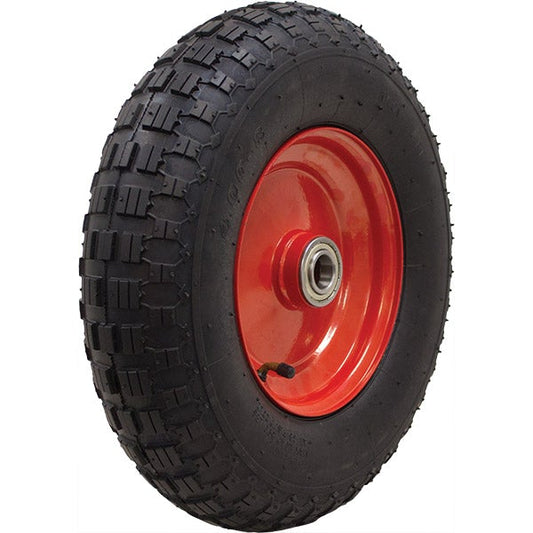 400mm Steel Centred Pneumatic Wheel 25.4mm (1") Axel Diameter (PC-PN1608-1)