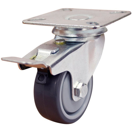 50mm (1.96") Swivel Rubber Wheel 30kg Capacity Castor with Brake (PC-S2710B)