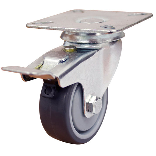 50mm (1.96") Swivel Rubber Wheel 30kg Capacity Castor with Brake (S2710B)