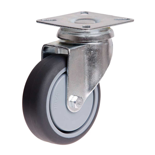 75mm (2.95") Swivel Rubber Wheel 50kg Capacity Castor (S3710)