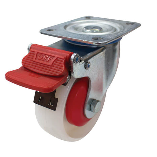 100mm (3.93") Rigid Nylon Wheel 200kg Capacity Castor with Brake (S4600B)