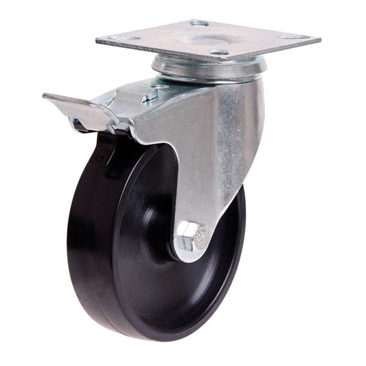 100mm (3.93") Swivel Nylon Wheel 70kg Capacity Castor with Brake (PC-S4716B)